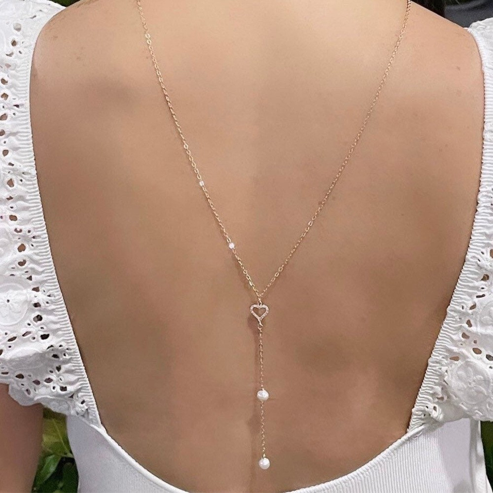 Body Jewelry For Backless Dress - Corazón hueco, cadena trasera nupcial, joyería,