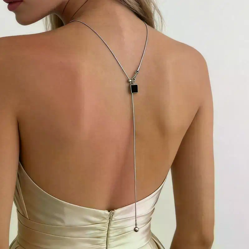 Body Jewelry For Backless Dress - Cadena de espalda larga con perlas