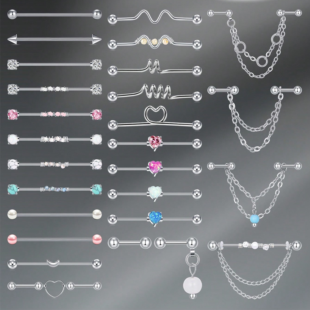 Body Jewelry Cartilage Earrings - Pendiente industrial de barra de 14G