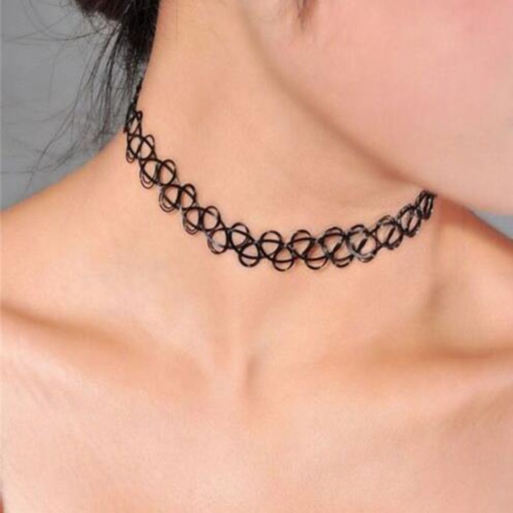 Body Jewelry Goth - Collar de hilo de pescado trenzado