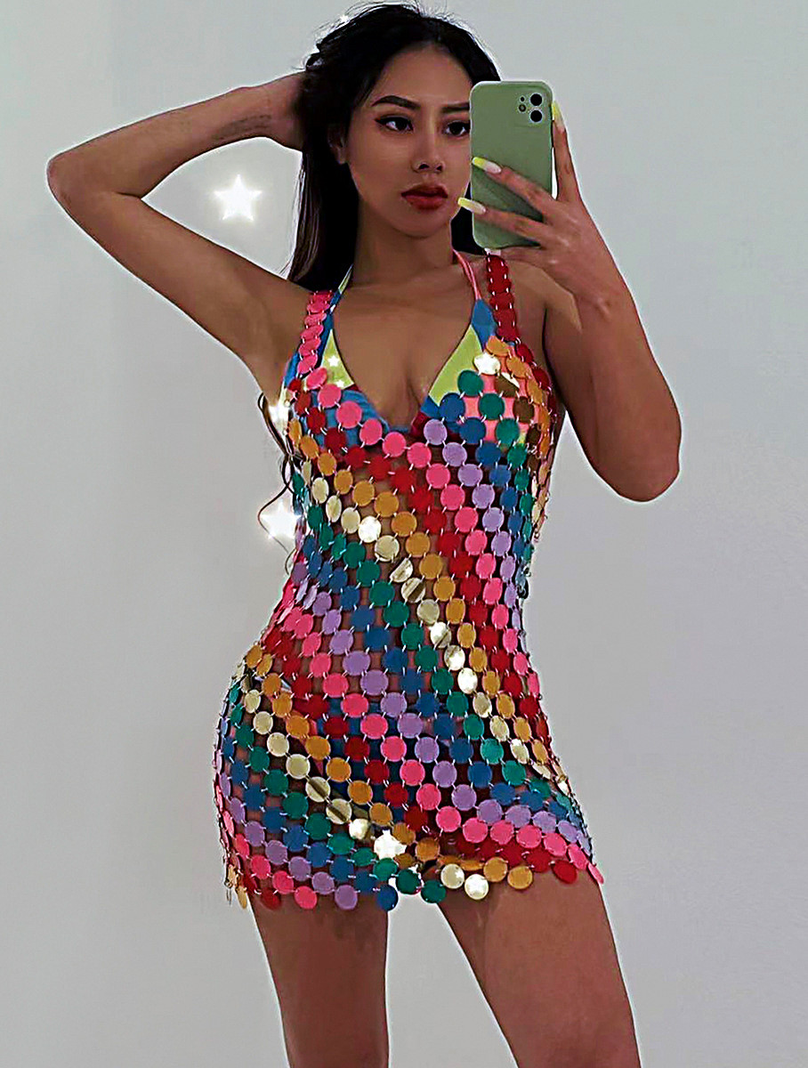 Body Jewelry For Backless Dress - Sexy espalda descubierta Bling espejo colorido