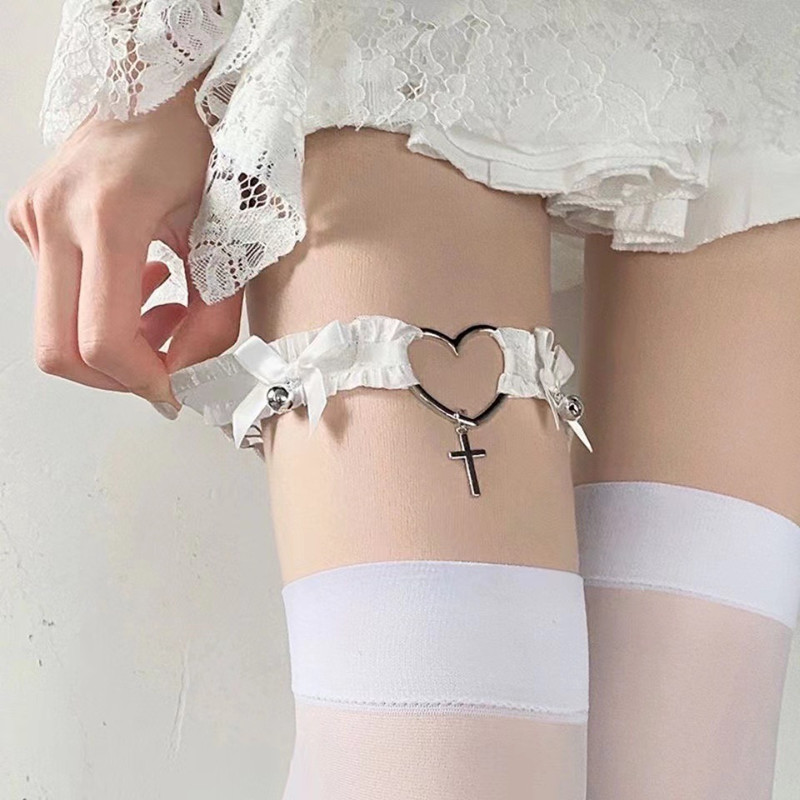 Liguero de encaje gótico con l - Body Jewelry Goth reseña y precio