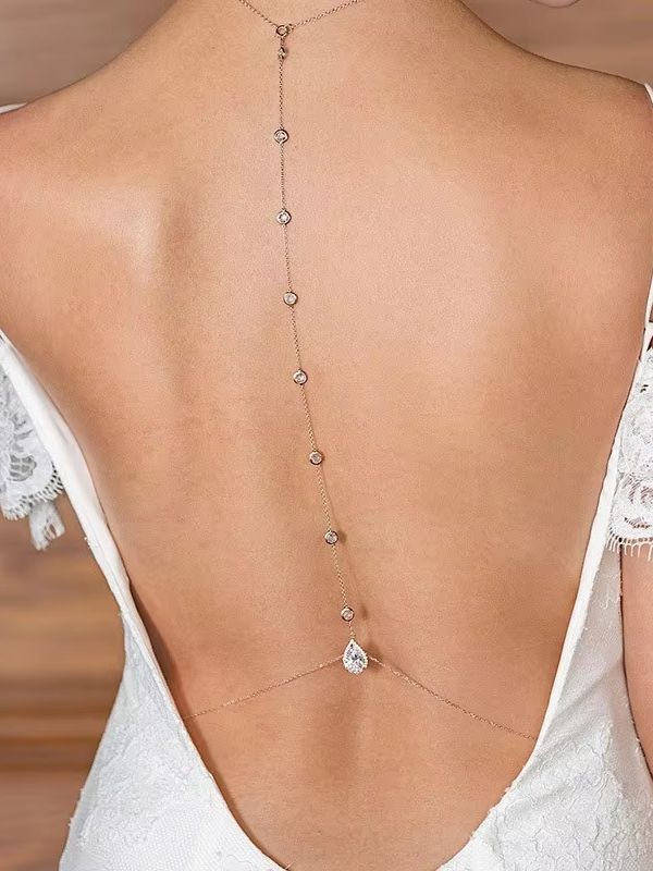 Collar de cadena dorada y plat - Body Jewelry For Backless Dress reseña y precio