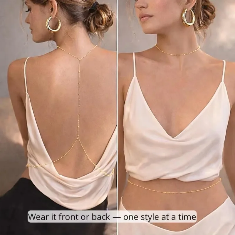 Cadena de cuerpo delicada con  - Body Jewelry For Backless Dress reseña y precio