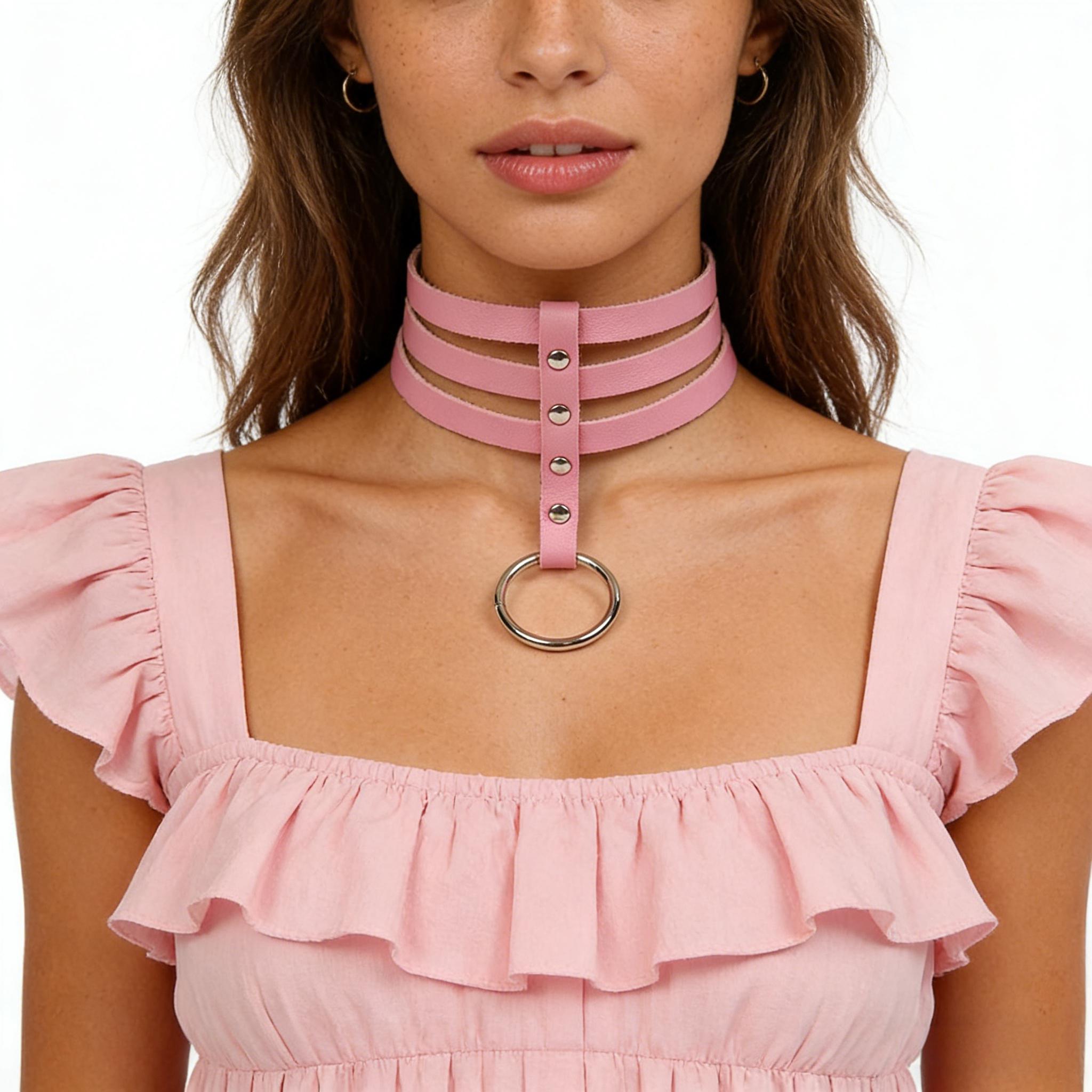 Collar de cuero negro redondo  - Body Jewelry Goth reseña y precio