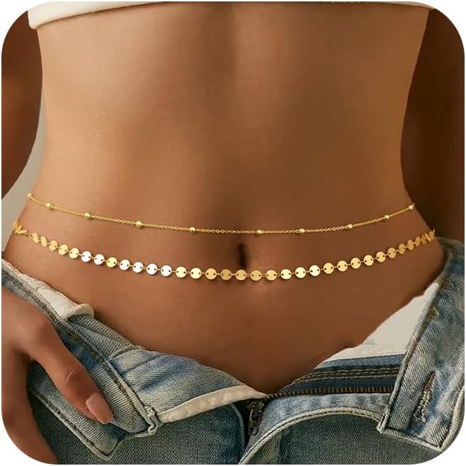 Cadena para el vientre chapada - Body Jewelry Gold reseña y precio